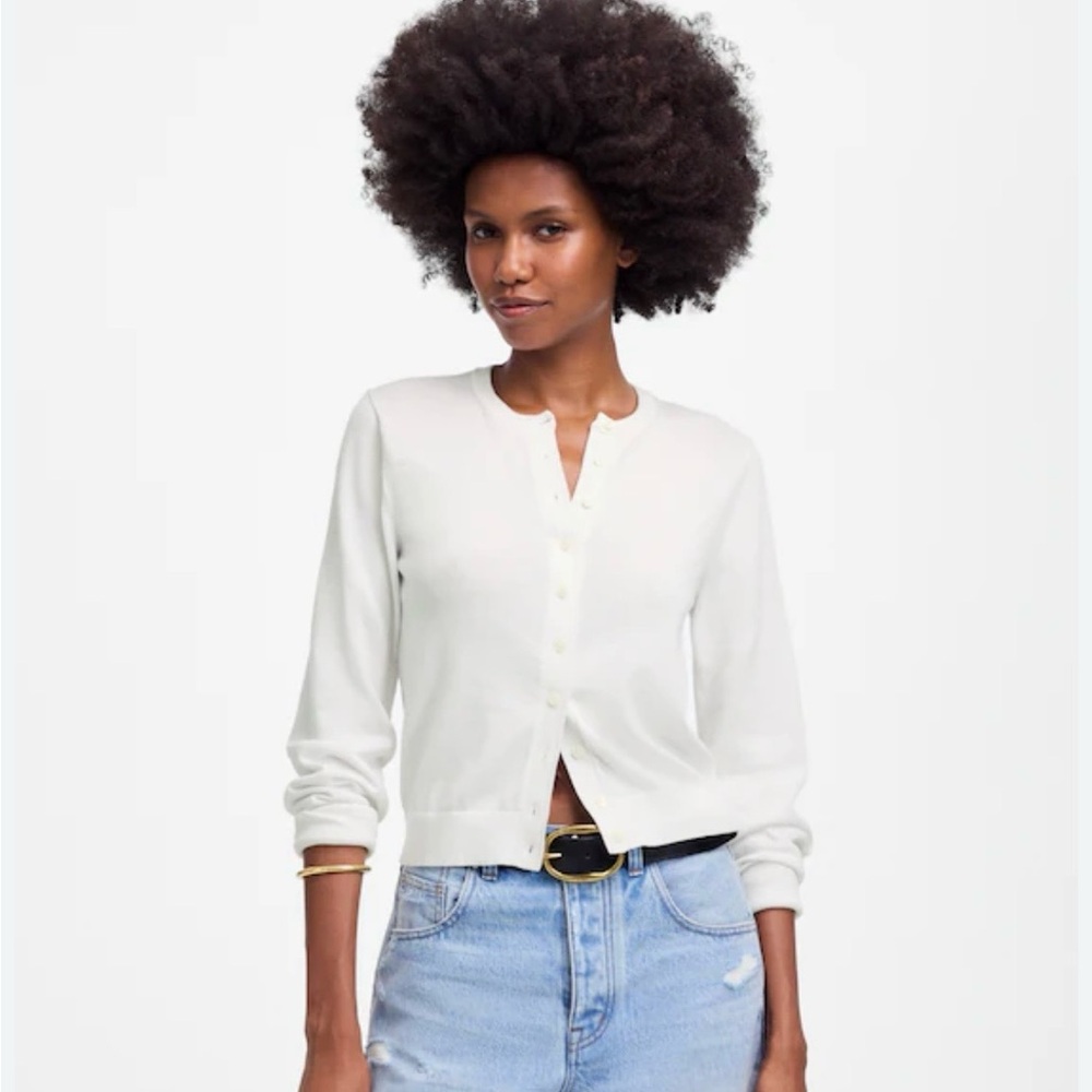 Madewell White Cardigan Sweater